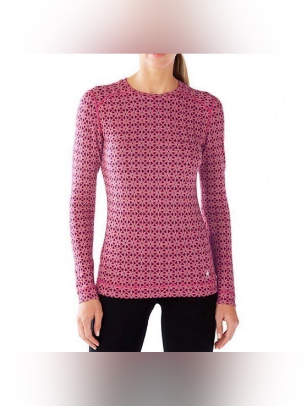 Smartwool Merino 250 Baselayer Pattern Crew Potion Pink Size Small